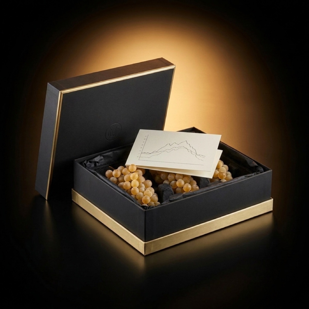 Opened crate with the season card, packaging render